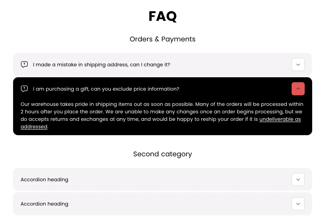 FAQ section