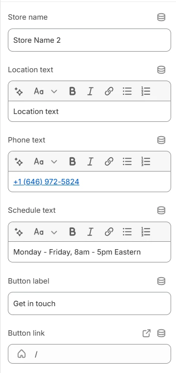 Store locator block settings