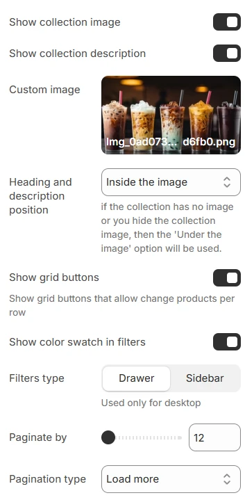Collection settings