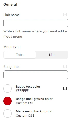 mega menu general