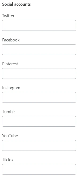 Social media settings (Social accounts)