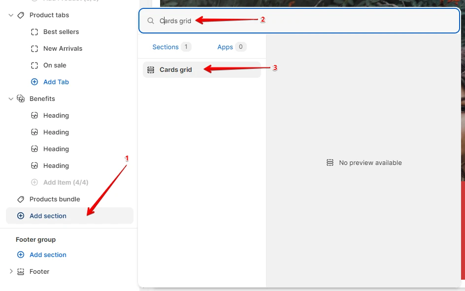 Adding a section