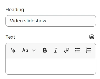 Video slideshow general settings