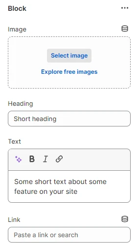 Blocks settings