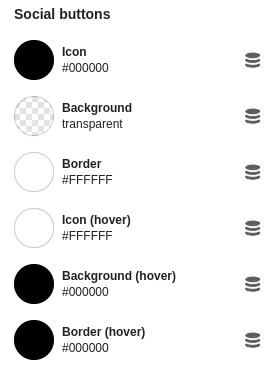Colors settings (Social buttons)
