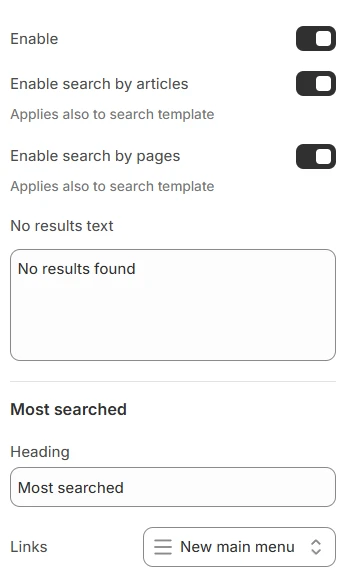 predictive search settings
