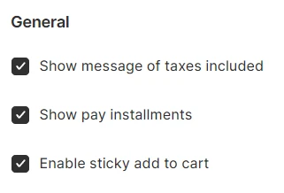 general checkboxes