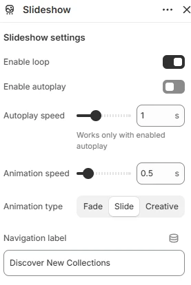 Slideshow general settings