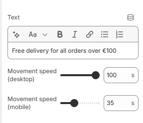 Announcement bar ticker settings