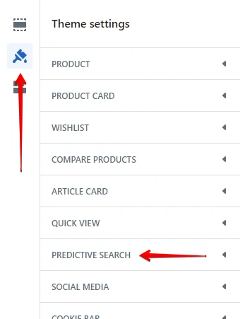 Predictive search settings