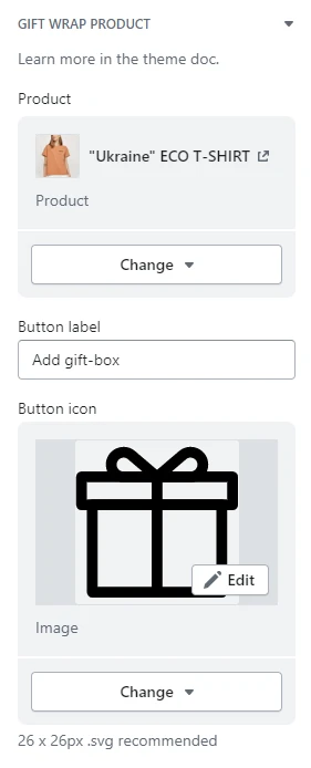 Gift wrap product settings (General)