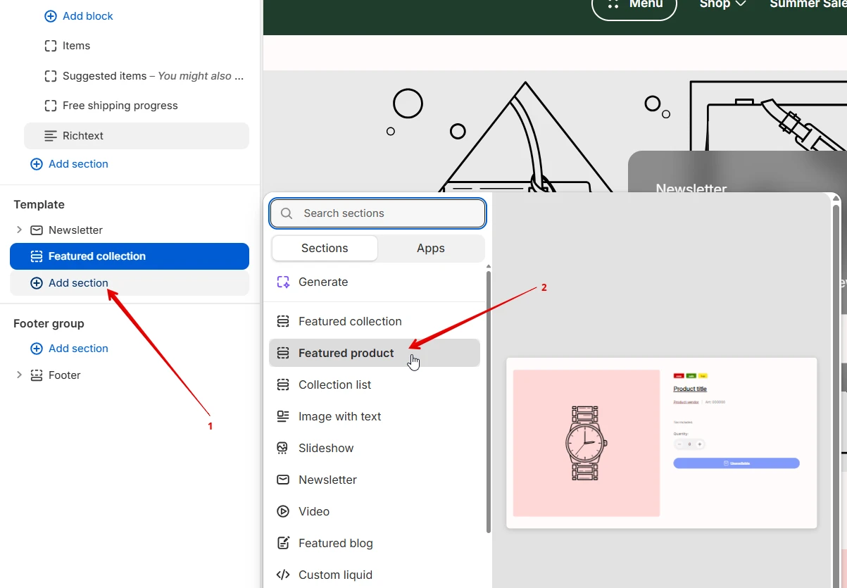 add featured product