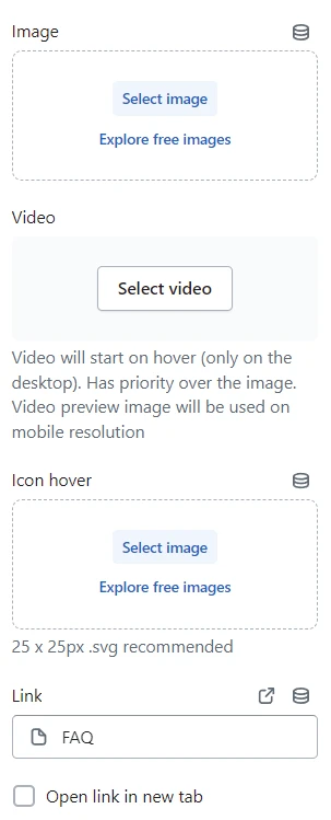 Image gallery (Block settings)