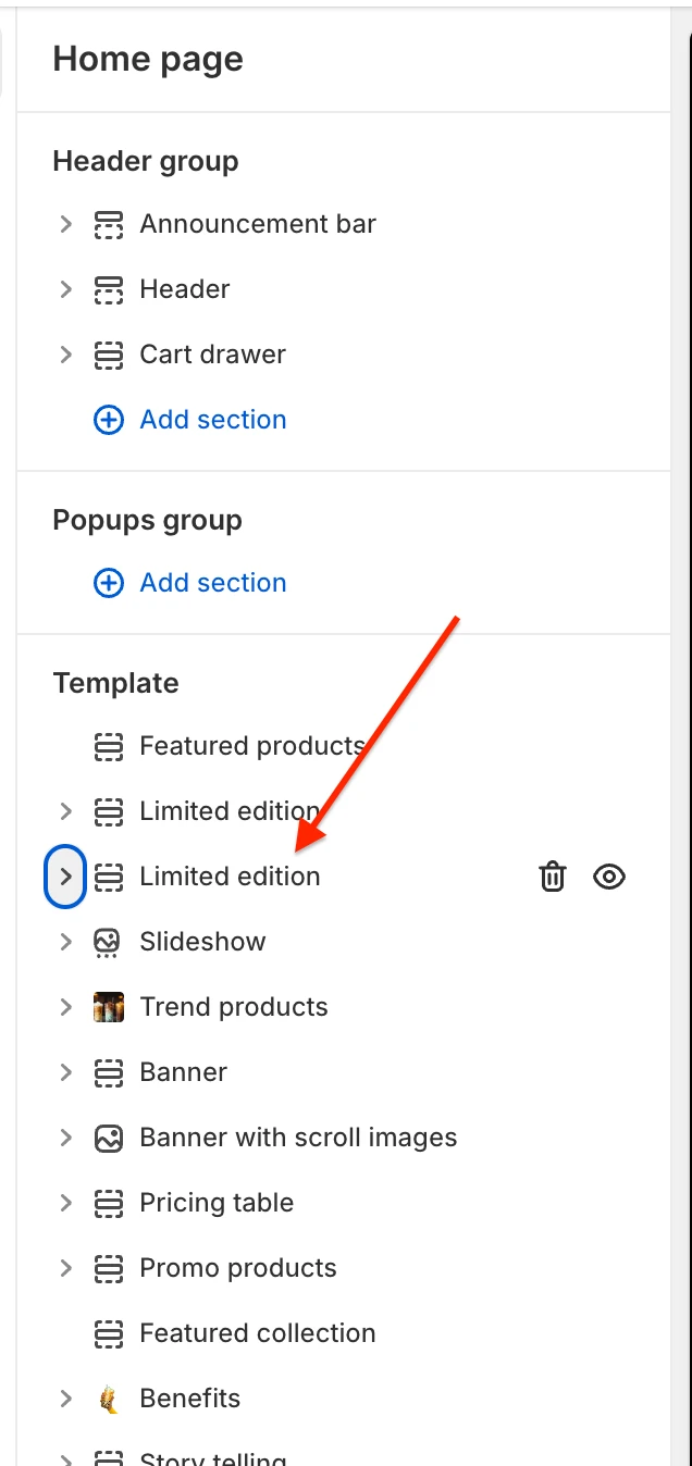 Add limited edition section