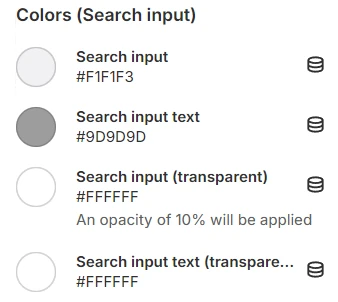 header colors search input