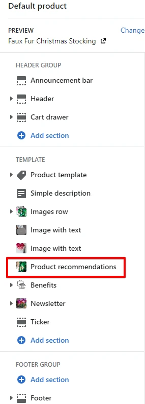 Product recommendations (adding)