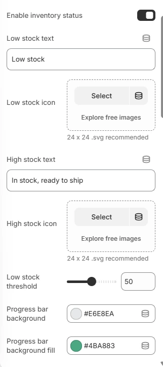product template inventory status