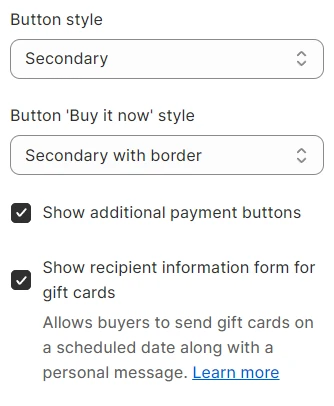 add to cart block setting