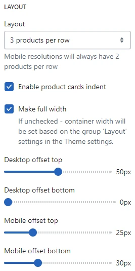 Product recommendations (layout)