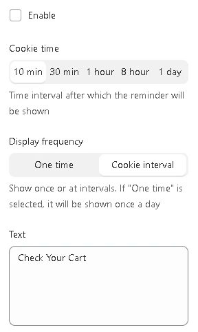 cart reminder general set
