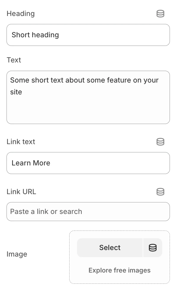 Cards grid block settings