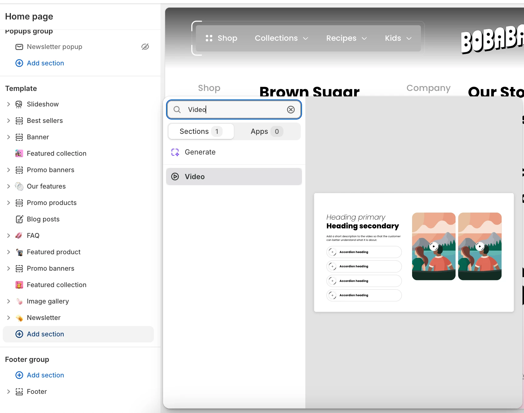Adding video section