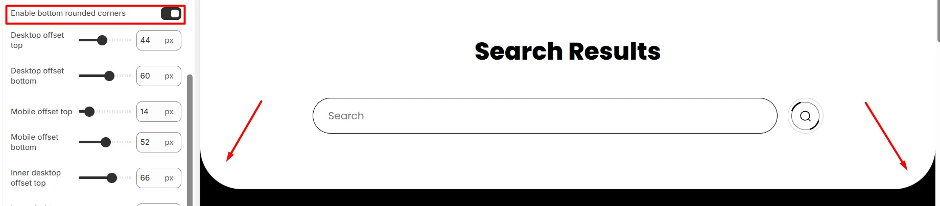 Search template rounded corners