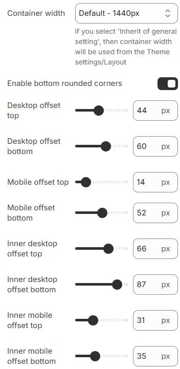 Search template layout