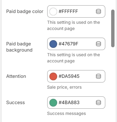 support colors theme settings