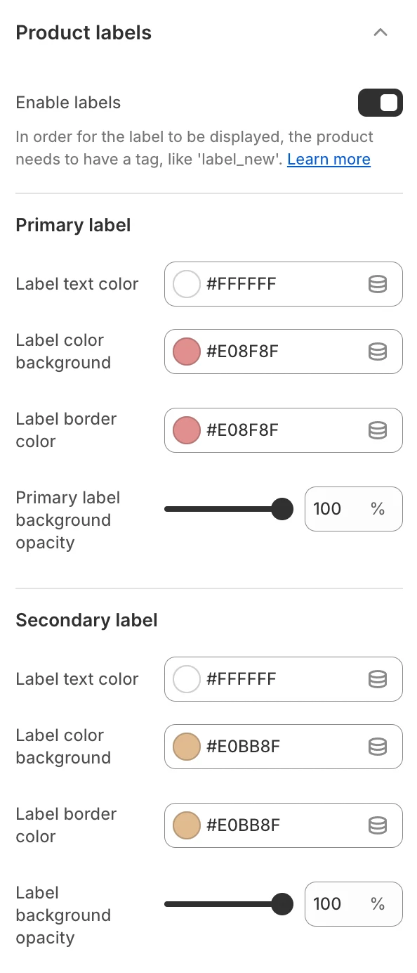 labels