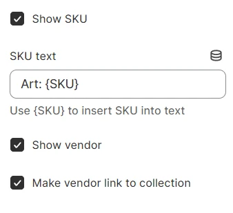 PDP block vendor settings