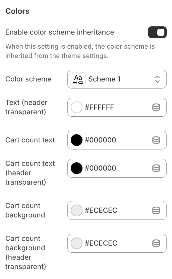 menu colors