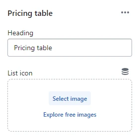 Pricing table (General)