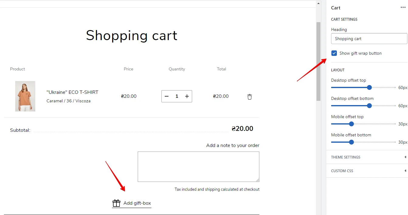 Cart template (Show gift wrap button)