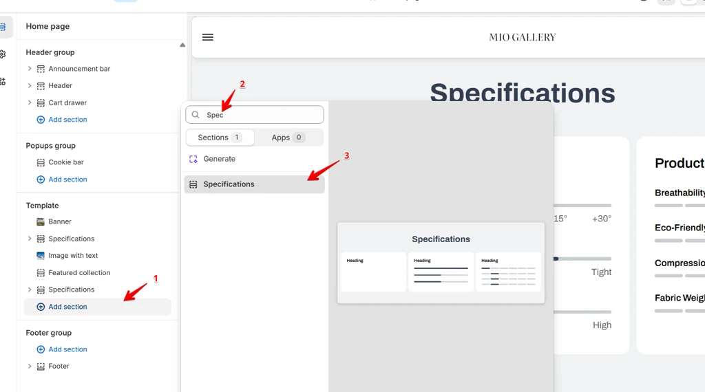 add specifications