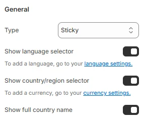 general header settings