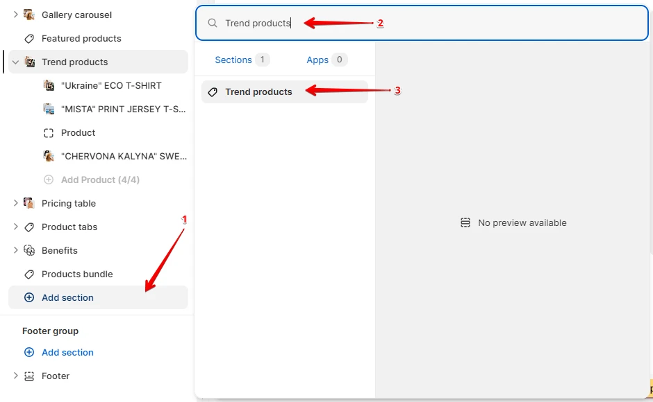 Adding a section