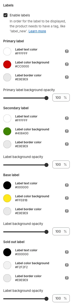 product labels