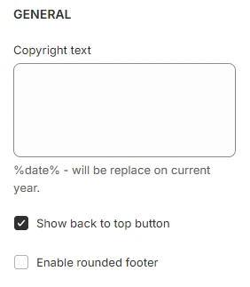 footer general settings 