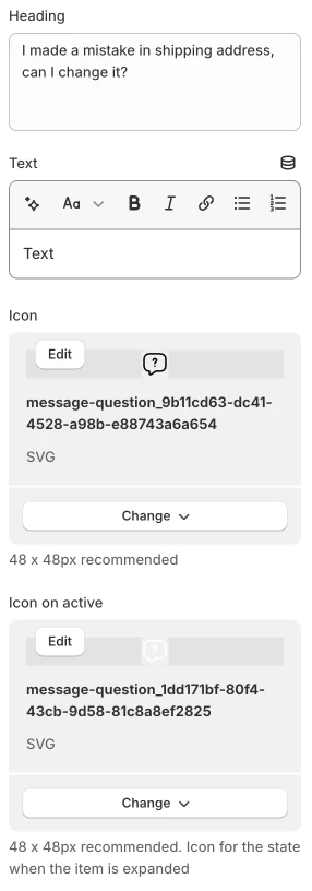 faq block settings