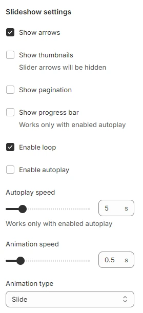 Slideshow-settings