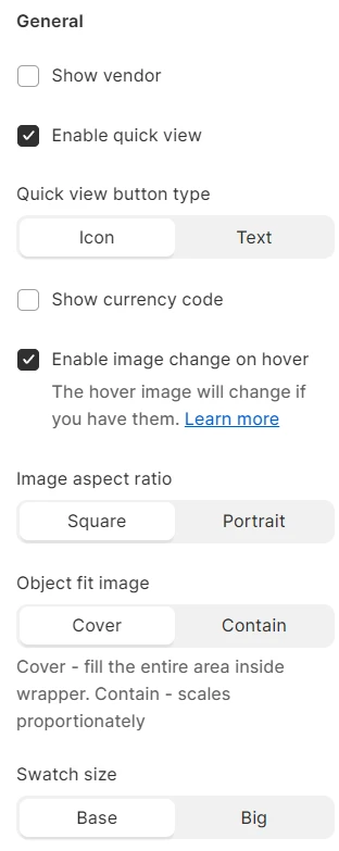 General settings