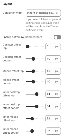 Support section layout