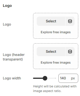 password header settings logo