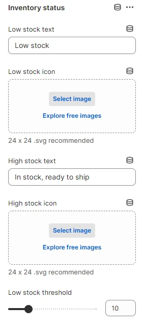 inventory status settings