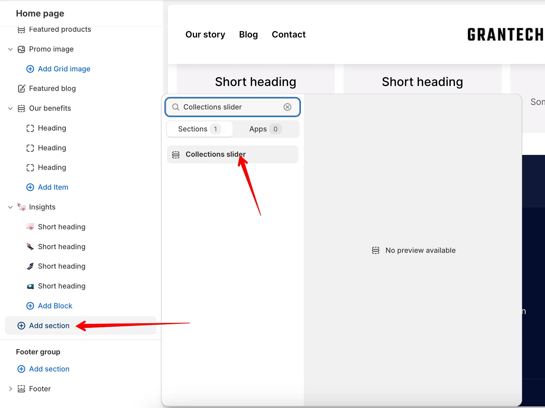add collections slider
