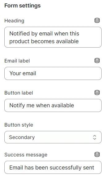Form settings
