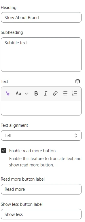 Rich text general settings