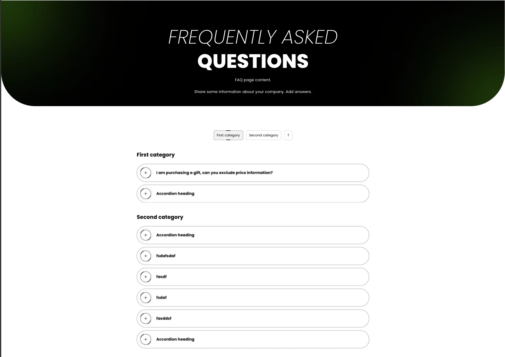 faq page