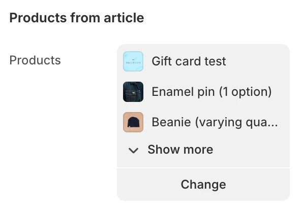 Products from article
